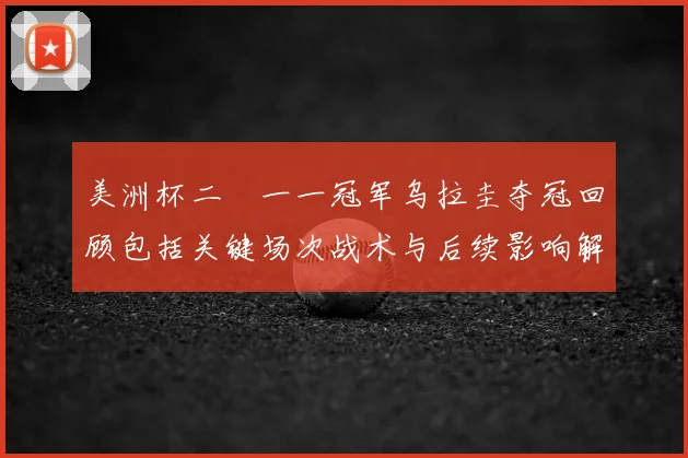 美洲杯二〇一一冠军乌拉圭夺冠回顾包括关键场次战术与后续影响解读